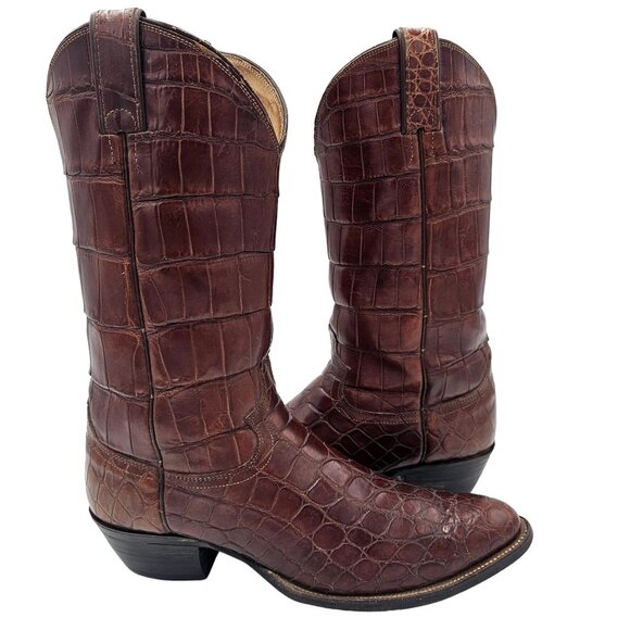 Vintage Justin 8880 Exotic Men's 10.5 Brown Full Alligator Cowboy Western Boots - Picture 10 of 16